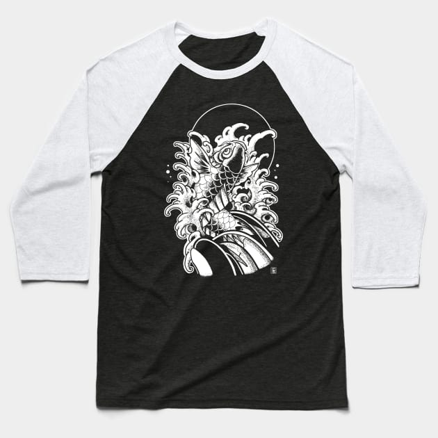 Japanese Koi Fish Baseball T-Shirt by Toil and Trouble